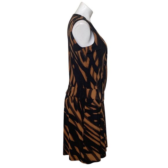 Calvin Klein Brown & Black Abstract Print Dropped Waist Dress, Women's Size 10 - Picture 4 of 9